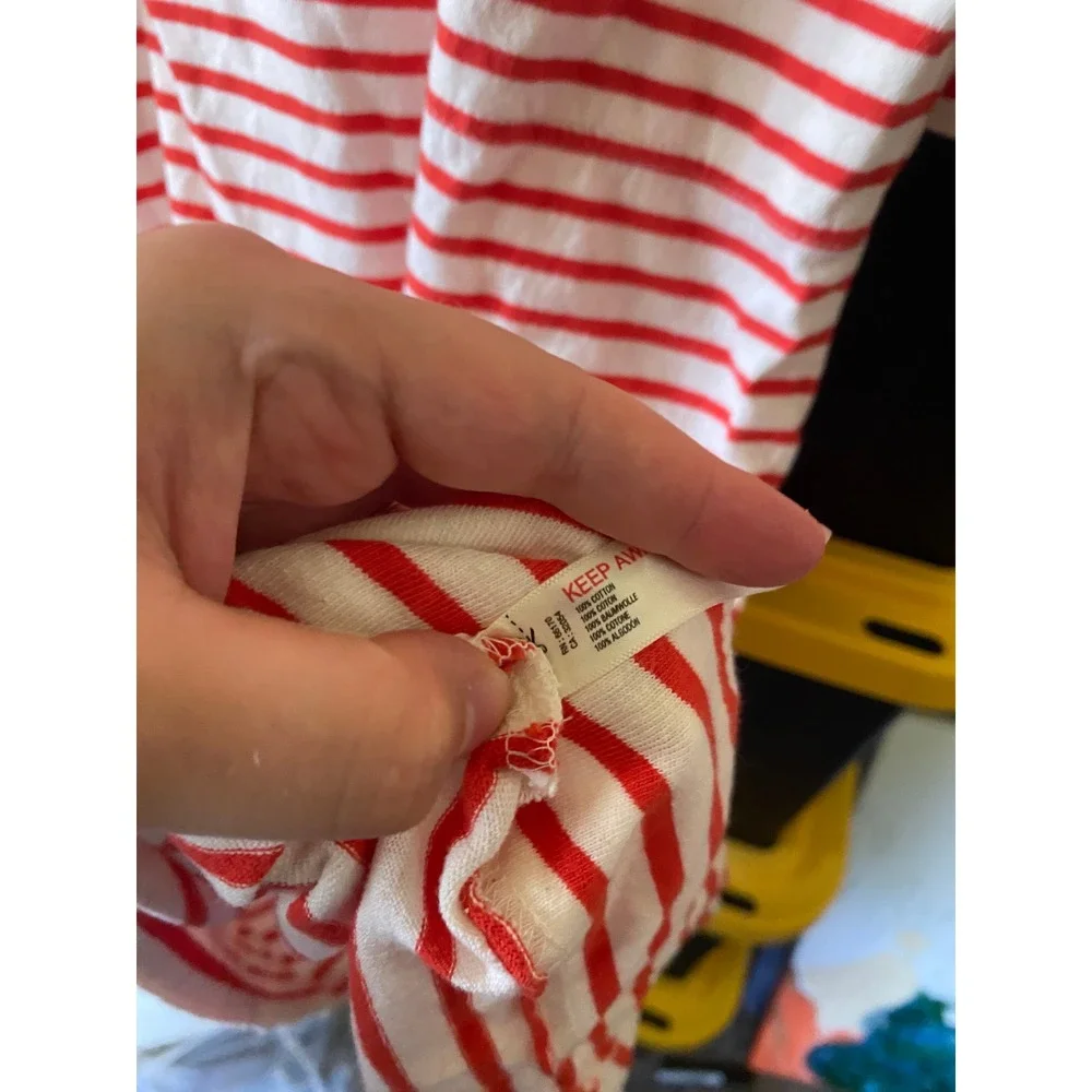 Free People Tivoli Midi Dress Striped Long Sleeve XS Red White Nautical Beach